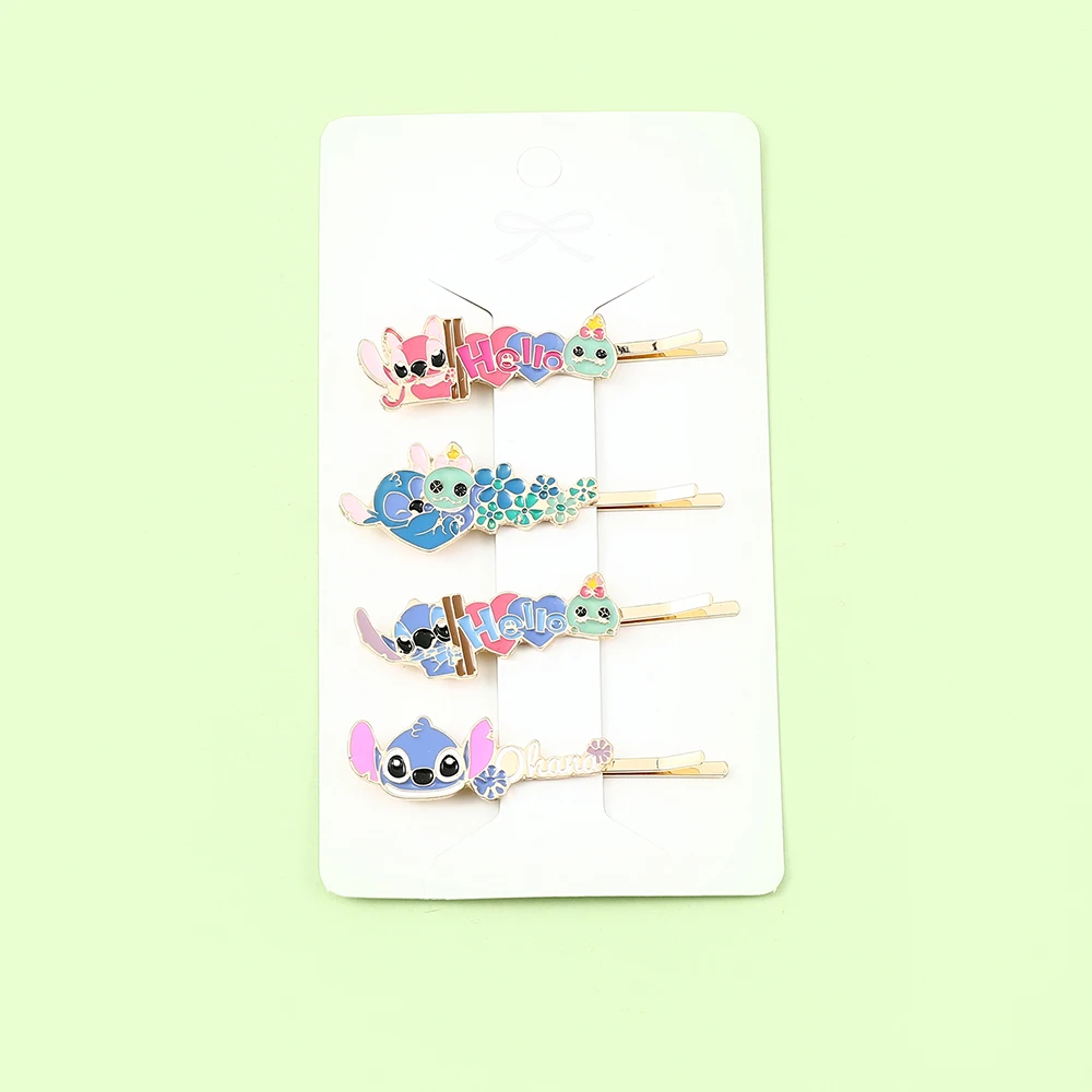 Bandai Animation Lilo & Stitch Cartoon Hairpin Cute Stitch Metal Enamel Hair Clip Fashion Hair Pins for Women Head Accessories