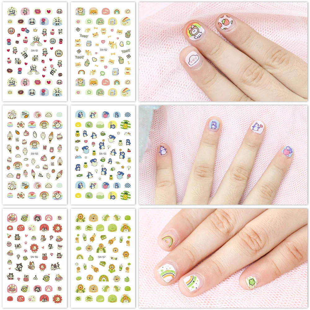 VeeCharm - Enchanting Animal Nail Art Stickers for Kids/Girls,Luminous,Self-Adhesive,Cartoon Creatures,Nail Decals,1/12 Sheet