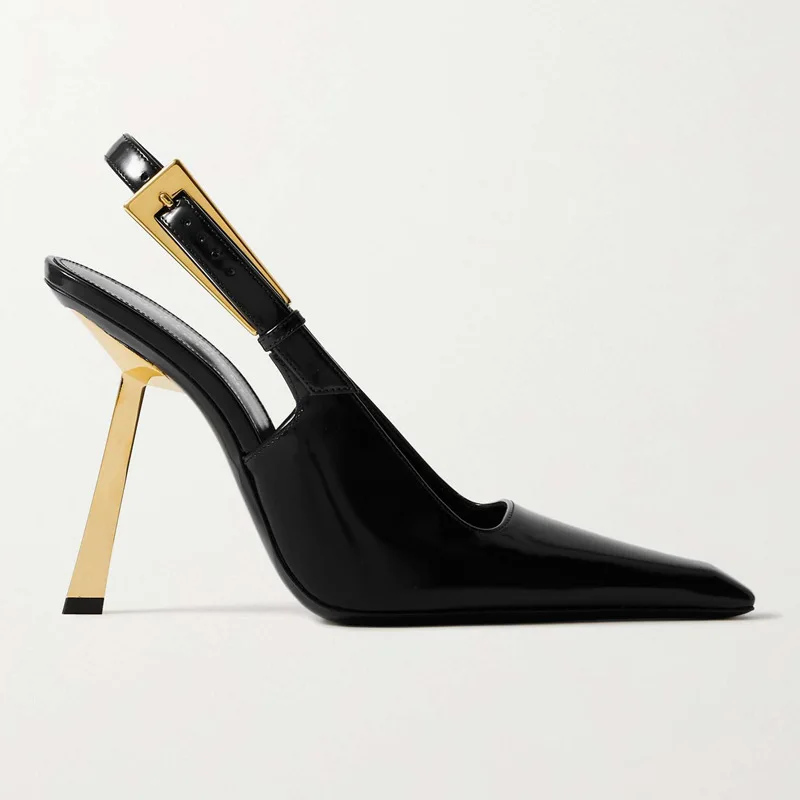 

Metal Buckle High-Heeled Sandals Golden Heel Sandals Good Quality Stiletto Heels Shoes Luxury High-End High Heels Pointy Shoes