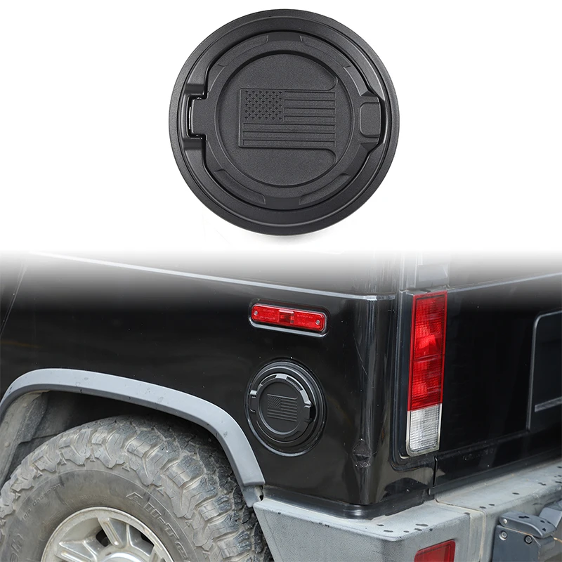 For Hummer H2 2003-2009 Fuel Tank Decorative Cover Car Gas Port Fuel Tank Decorative Cover ABS+Aluminum Alloy 1pcs (US Flag)