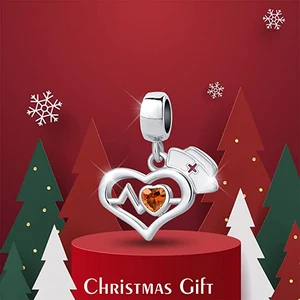 ممرضة سماعة طبية قلادة سحر الخرز للنساء، 925 فضة إسترليني، أصلي، يصلح لسوار باندورا, مجوهرات DIY, جديد أعلى 10 مبيعات زخرفة سماعة الطبيب - No3