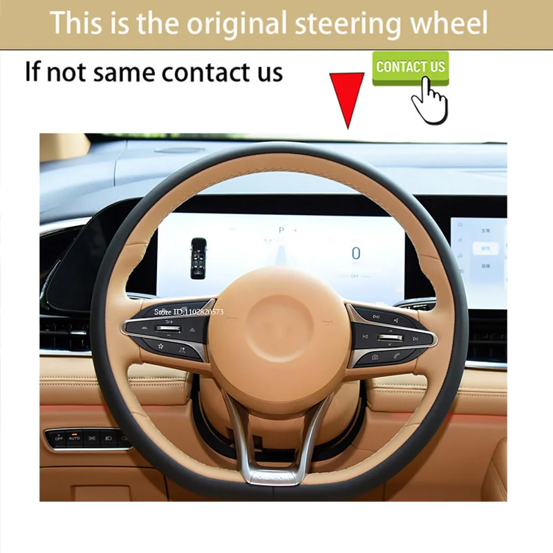 Custom Car Steering Wheel Cover For Voyah Dreamers Lantu Model 2022 Black Openwork Leather Hand Sewing Original Model 1:1 Made