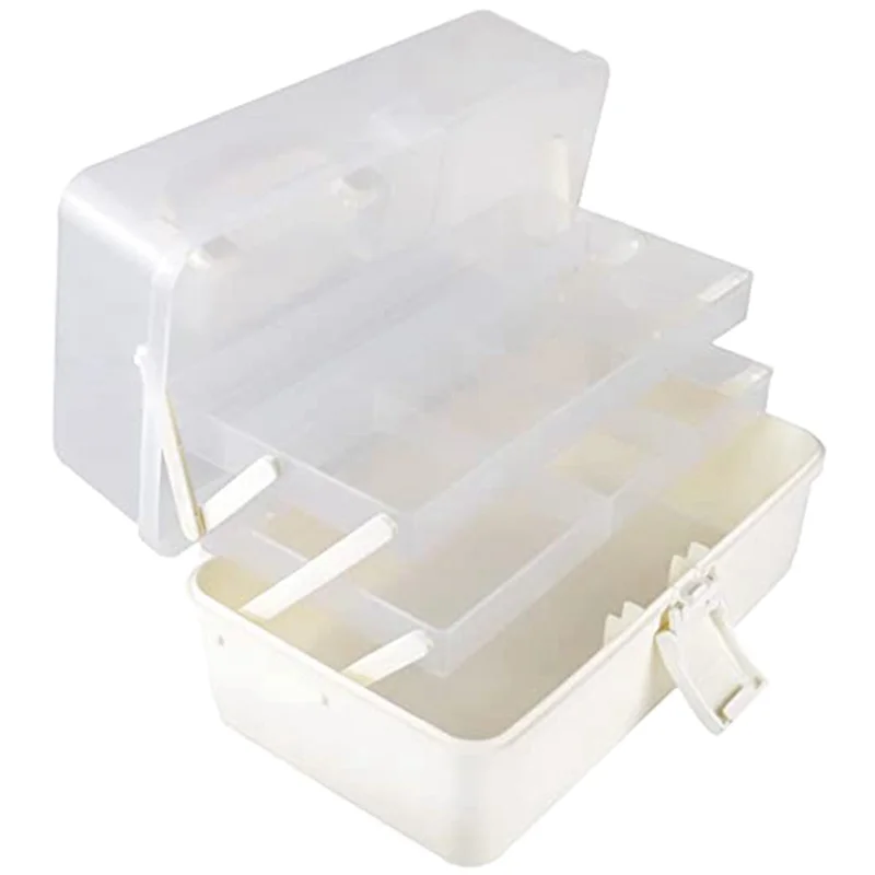 AEE6-Craft Aufbewahrungsbox Organizer 3-Tier Fishing Tackle Box Organizer Nail Art Organizer mit Griff Werkzeugkasten