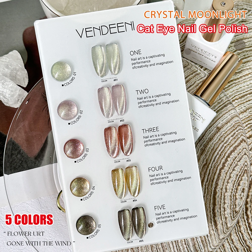 Vendeeni 5 Farben Kristall-Katzenaugen-Gel-Nagellack-Set Magnetischer UV-Soak-Off-Gel-Lack Katzenaugen-Nagelkunst-Gel-Lack mit Display – Detail 10
