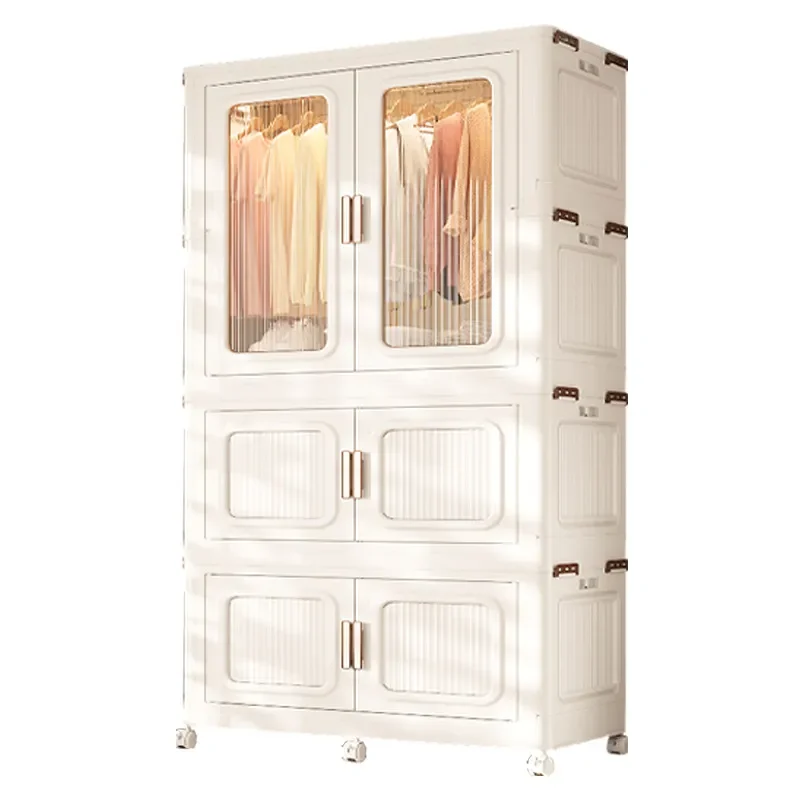 Foldable Kids Wardrobe Storage Cabinet Multi Layer Large Capacity Dustproof Organizer for Baby Clothes Home Use