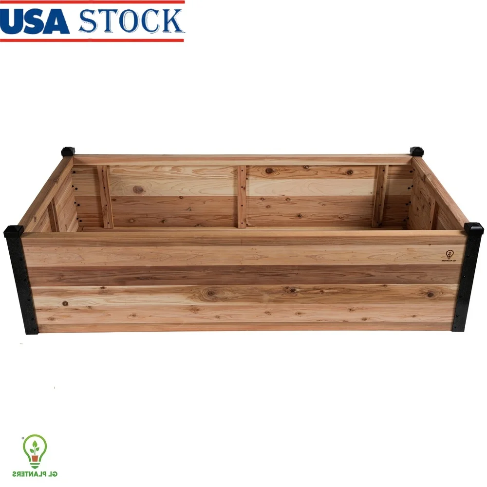 

Cedar Garden Bed Planter 72x36 Heavy Duty Graphene FRP Corners Durable Outdoor Raised Planter Easy Assembly Drainage System