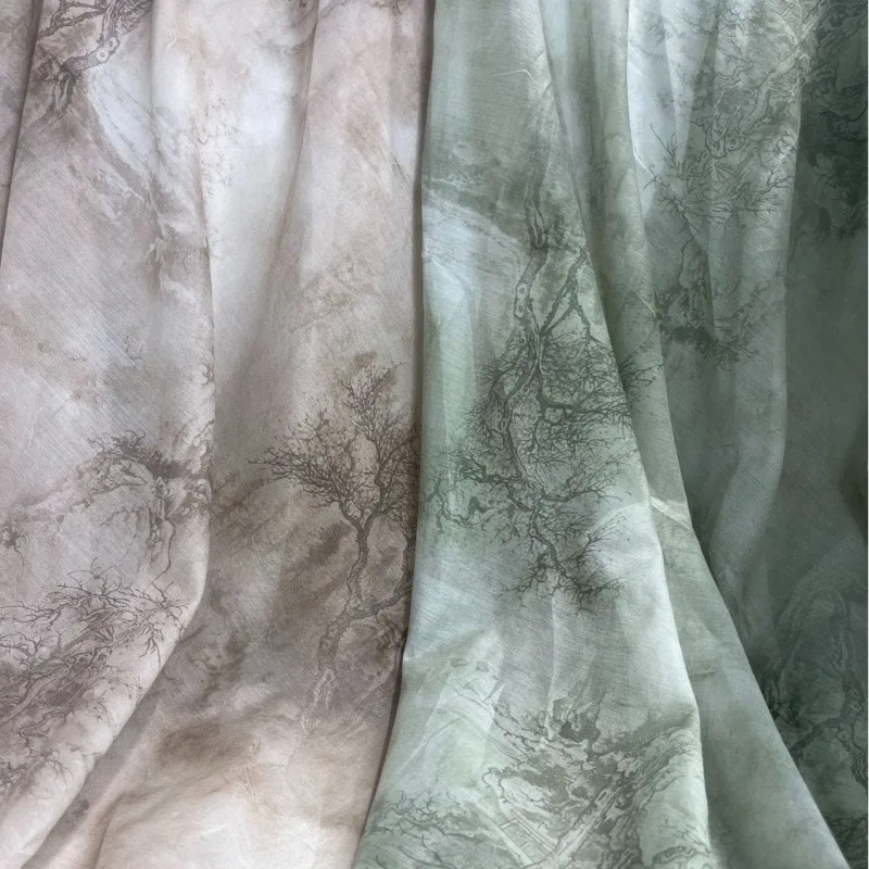 

Розовый, кофейный, коричневый, зеленый, с принтом лиоцелла, легкая, новая, в китайском стиле, весна-лето, растительное волокно, влагоотводящая блузка, ткань