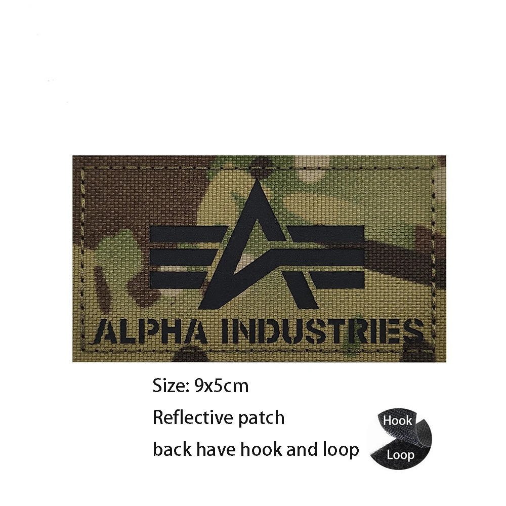 IR Reflective ALPHA Laser Cutting Armband Alpha Glow-in-the-dark Morale Badge Armband Backpack Sticker with Hook and Loop Patch