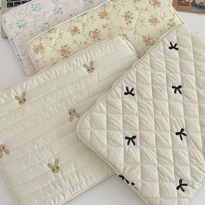 

Universal Rabbit Laptop Sleeve Case 11/13/15 inch Broken Flowers Laptop Bag Bowknot Shockproof Tablet Protective Pouch