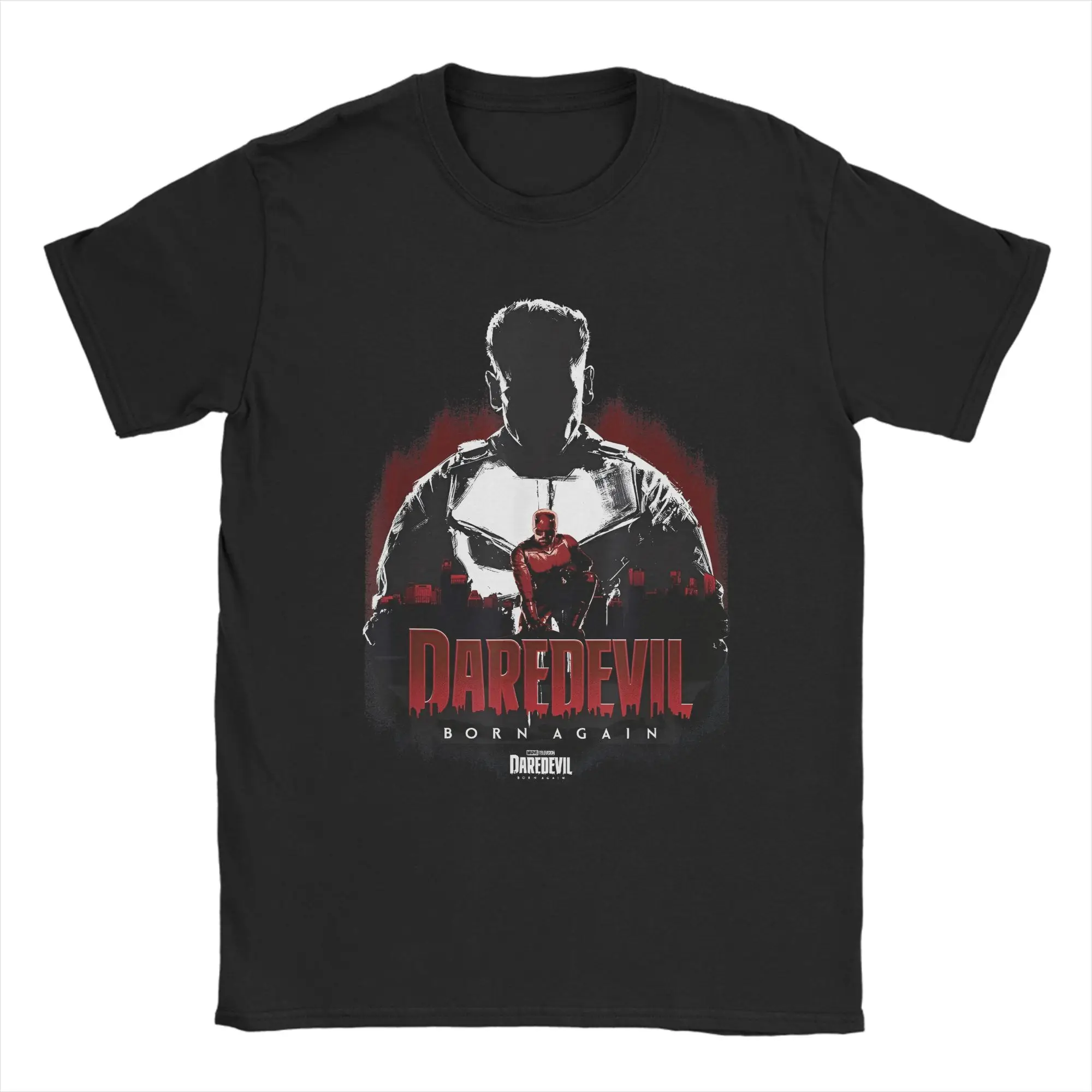 Casual Daredevil Born Again Punisher Lurking Over The City T-Shirt Men's Cotton Short Sleeve  Round Neck Summer Tops Shirts