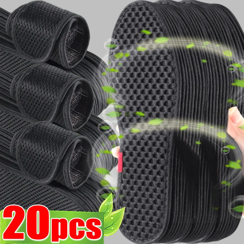 

20pcs Bamboo Insole Deodorant Insoles Mesh Breathable Absorb-Sweat Shoe Pads Sport Insert Deodorization Cushion for Men Women