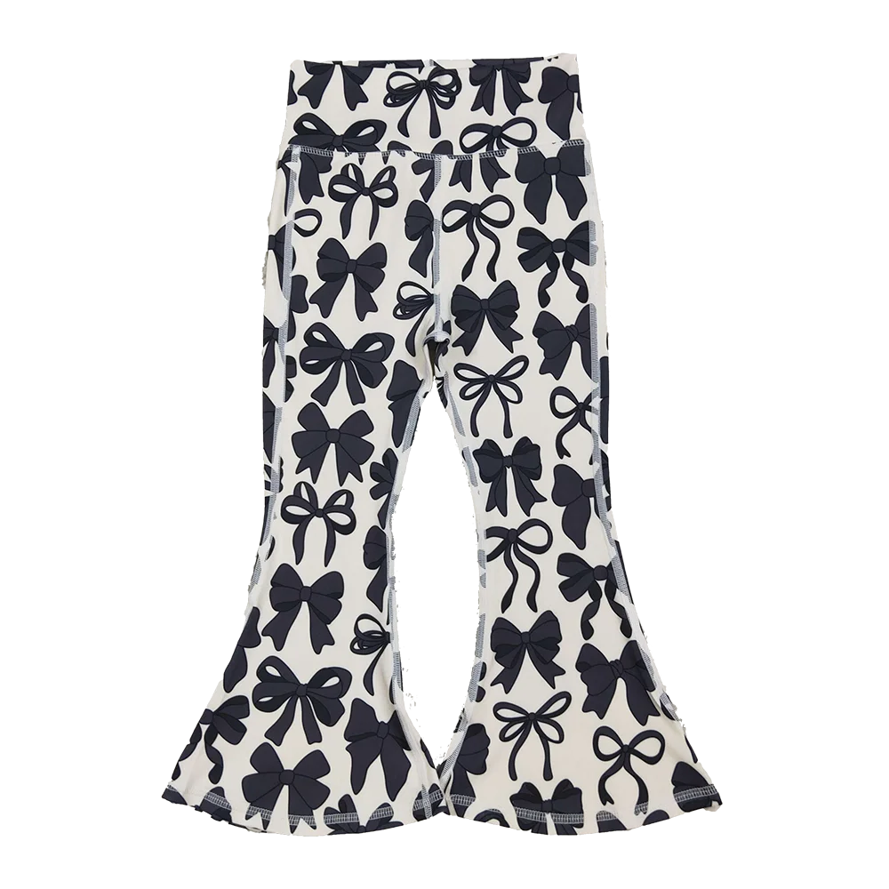 

9.24 Baby Girls Pants Baby Girls Black Bows Bell Bottom Yoga Pants