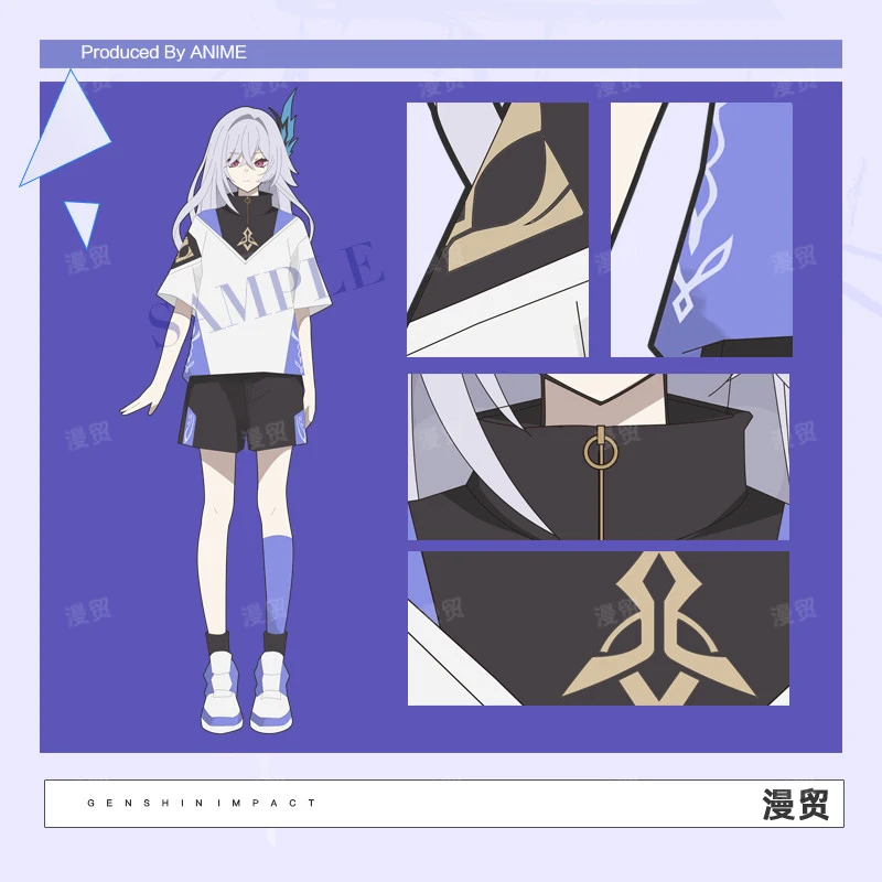 

Аниме игра Genshin Impact Skirk косплей летняя форма шорты с короткими рукавами футболка брюки студенческий костюм костюмы