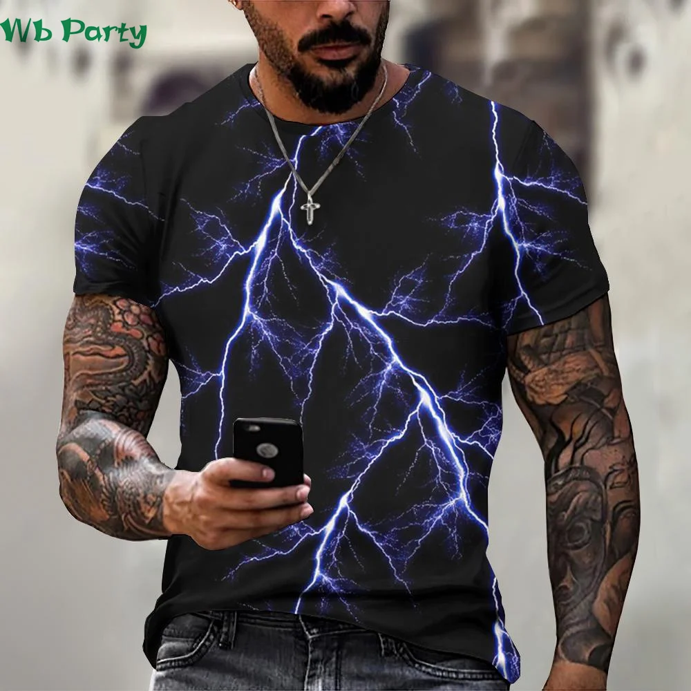 Lightning print Men\'s Dry Fit shirt Short Sleeve Lightning shirts Graphic Tee men\'s summer clothes Men\'s Dry Fit shirt tshirt