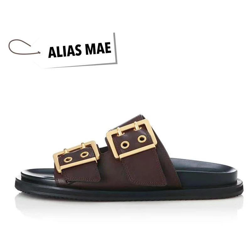 ALIAS MAE nuevas sandalias de moda versátil hebilla de Metal dinero viejo estilo de lujo verano exclusivo maestro artesanía zapatillas