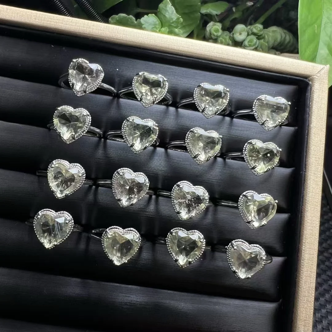 1 Pc Fengbaowu Natural Libyan Gold Tektite Meteorite Ring 925 Sterling Silver Heart Reiki Healing Stone Gift For Men Women