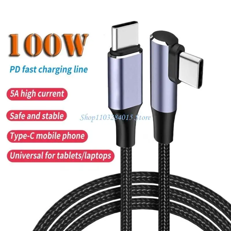 R6FF 100W USB C to USB C Cable Fast Type C Charging Cable Nylon Braided 480Mbps Data Transfer For Smartphones Tablets Laptops