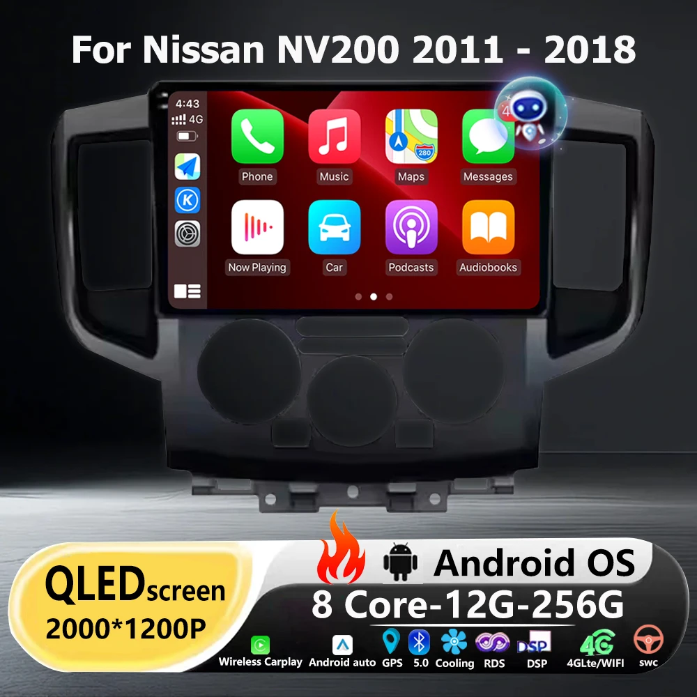 Wireless Carplay For Nissan NV200 2011 2015 2016 2017-2018 Android 16 Car Radio Multimedia Player GPS Navigation Touch Screen