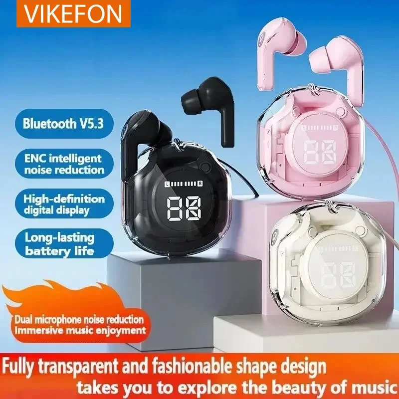 Air39 Transparent ENC Noise Reduction Game Bluetooth Headphone Long Battery Life 3D Sound Field and Bass Bluetooth 5.3 Headset A