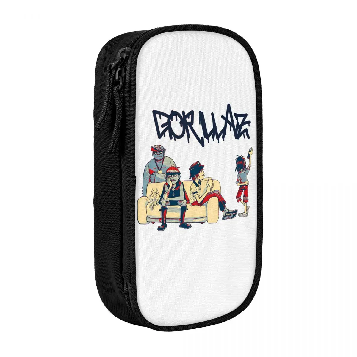 Gorillaz Modern Music Band Cartoon Pencil Case Double Layer Pencil Box Students Kawaii University School Pencil Cases Stationery