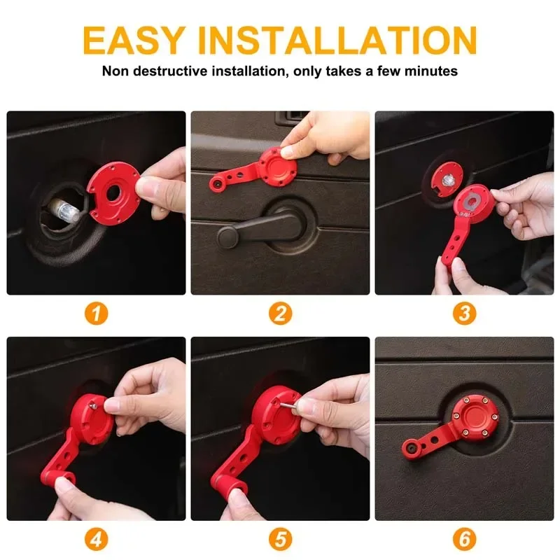 

Aluminum Alloy Red For Land Rover Defender 90 110 130 2004-2018 Car rear window lifting hand rocker car interior accessories