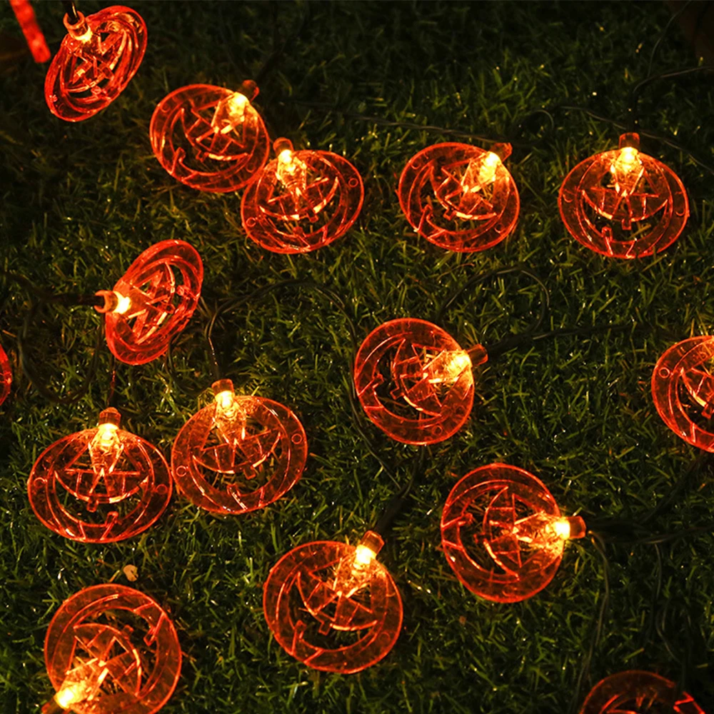 10/40/50leds Battery/Solar Halloween Pumpkin String Lights Decorate Lights for Xmas New Year Home Party Garden Indoor Decor