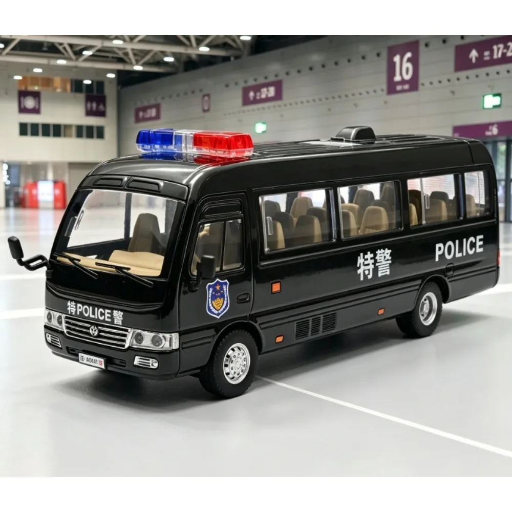 

1:24 Coaster Police Alloy Car Model Pull Back Sound Light Military Police Kids Toy