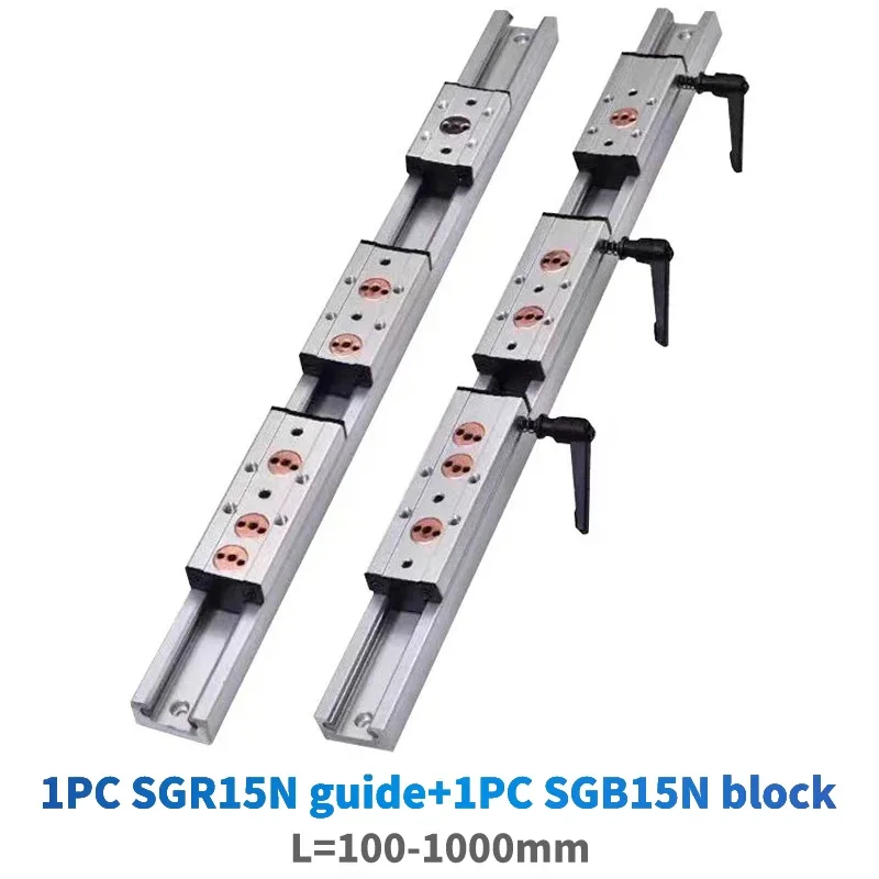 1PC Silver Built-in dual-axis linear guide 38mm Width SGR15N Roller slide 1set 1 SGB15N block and 1 SGR15N guide 3D Printer Part