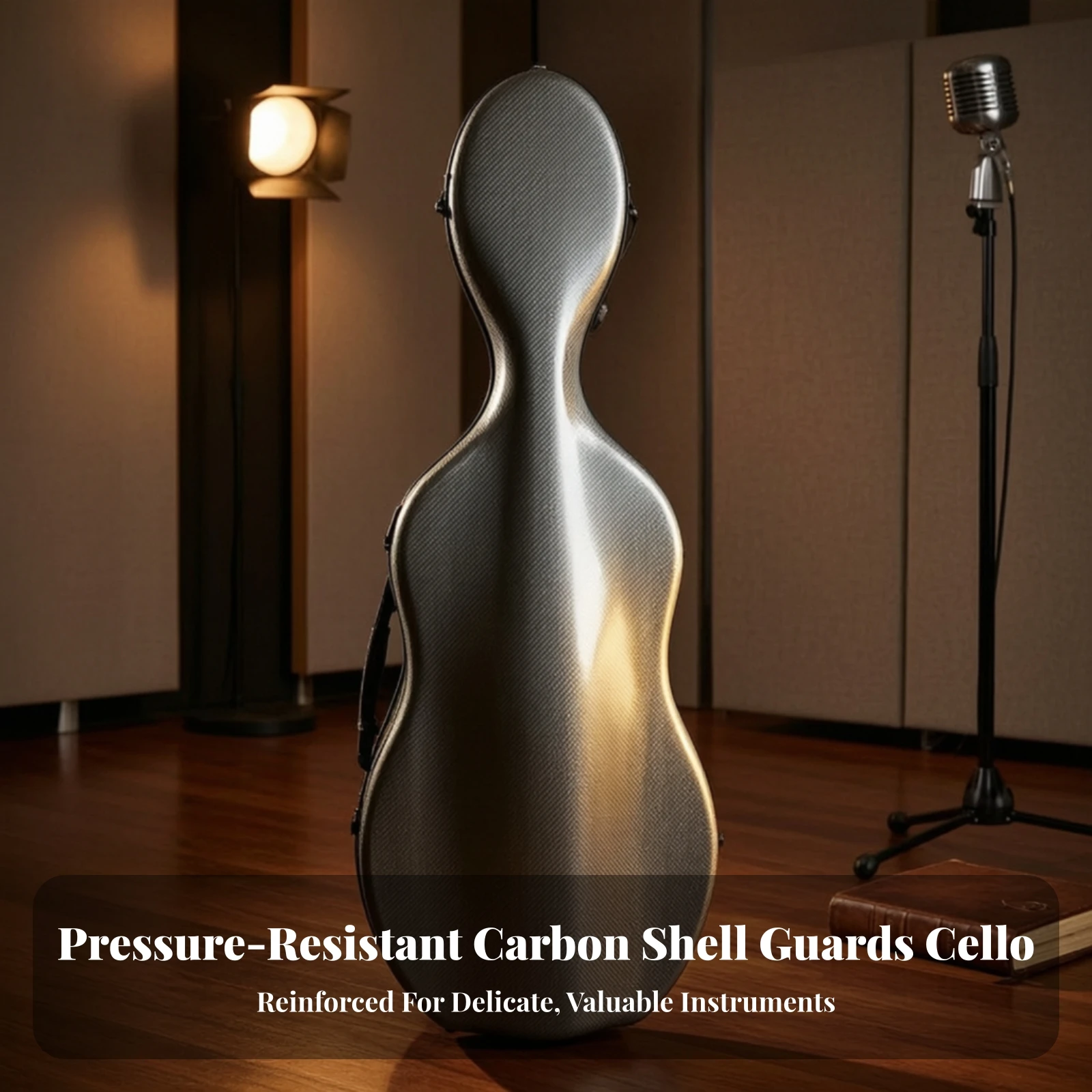 4/4 Cello Case Ultralight Hard Cello Case Long-Lasting Impact-Resistant for Cellists, Travel, Rehearsals