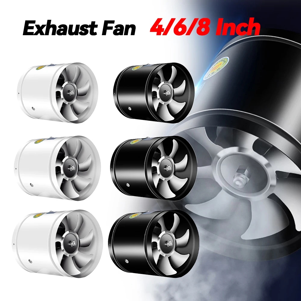 Mini Extractor Metal 4 6 8 Inch Pipe Air Ventilator 2800RPM Duct Fan Low Noise Bathroom Exhaust Fan for Kitchen Washroom Canteen