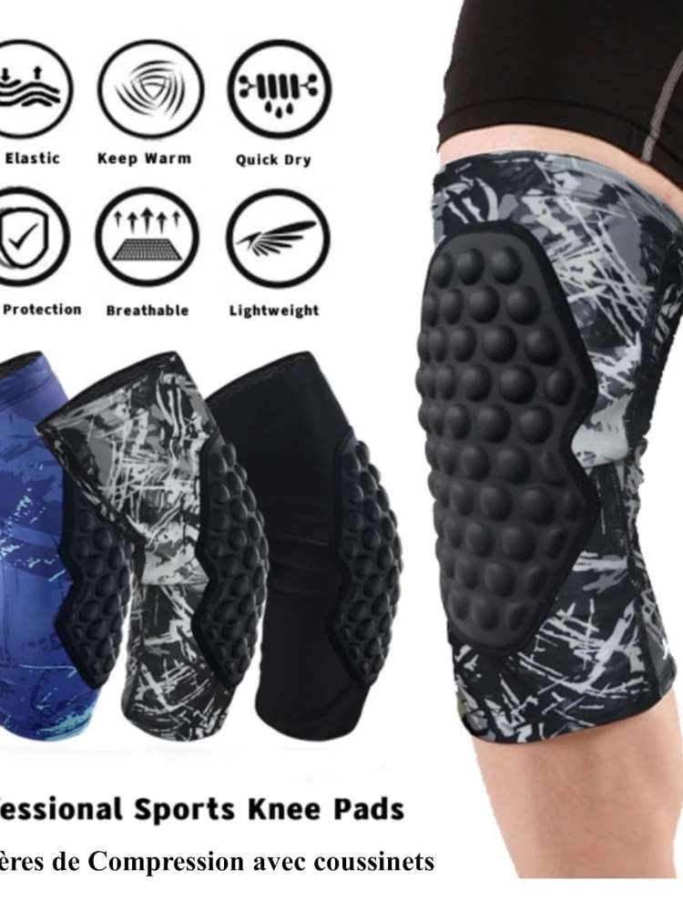 Compression Knee Sleeves with Protection Pads for Ski Skate, Baseball, Snowboard, 1 Pair (Black M)