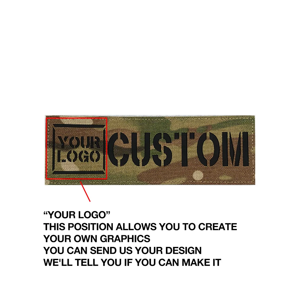 Big Name Tapes Custom Logo Flag Laser Cut IR IFF Infrared Reflection Patch  Black Letters Morale Tactics Military Airsoft