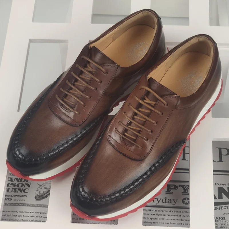 

Новая модная повседневная спортивная обувь из воловьей кожи в британском стиле на толстой подошве для мужчин zapatos sapat b11