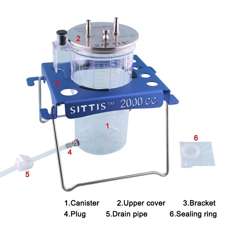 GREATLH Closed Lipofilling Fat Grafting Filtering Canister Kit with Direct Bottom Drain Fat Collection Canister