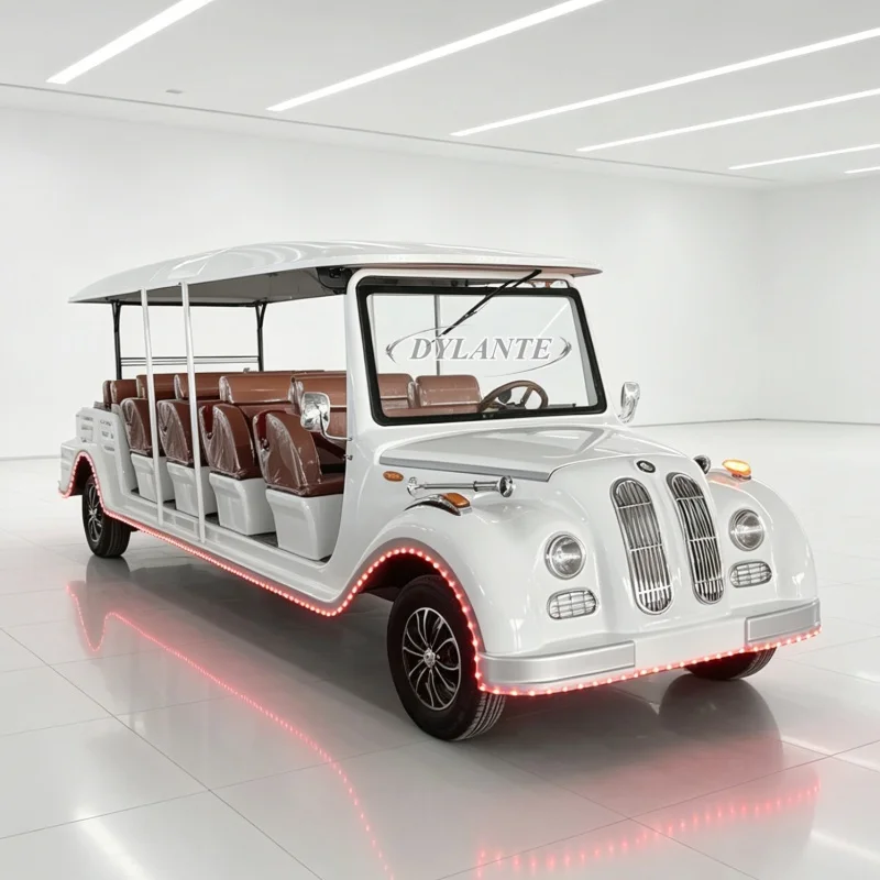 Antique Vintage 8 11 14-Seater Electric Golf Cart Shuttle Battery Powered Old Classic Sightseeing Car for Tourist Ventures