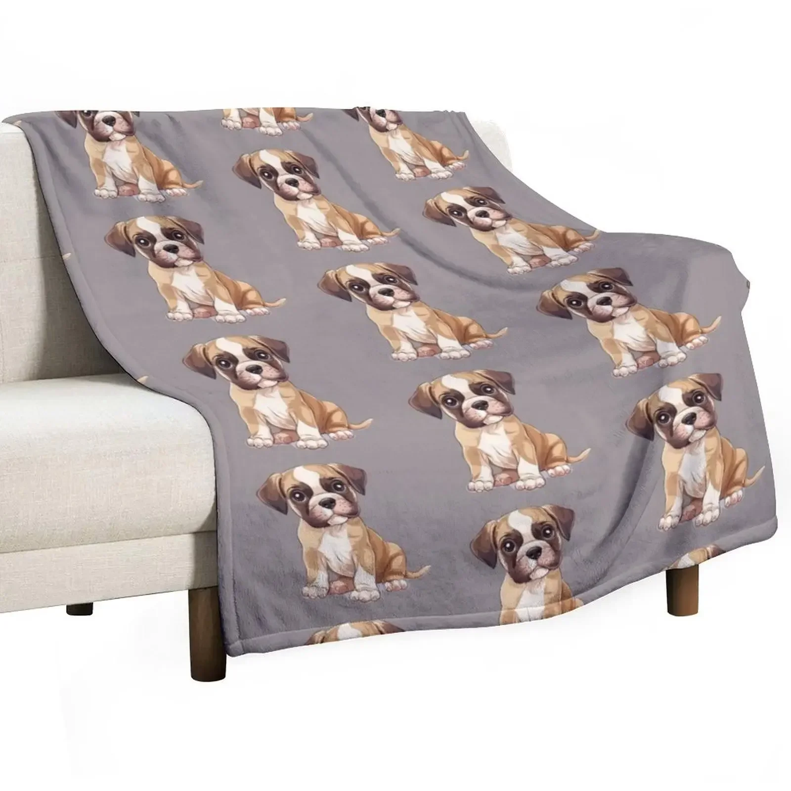 Cute Boxer Puppy Throw Blanket Sofas anime Giant Sofa Custom Sofa Decorative Sofa Blankets