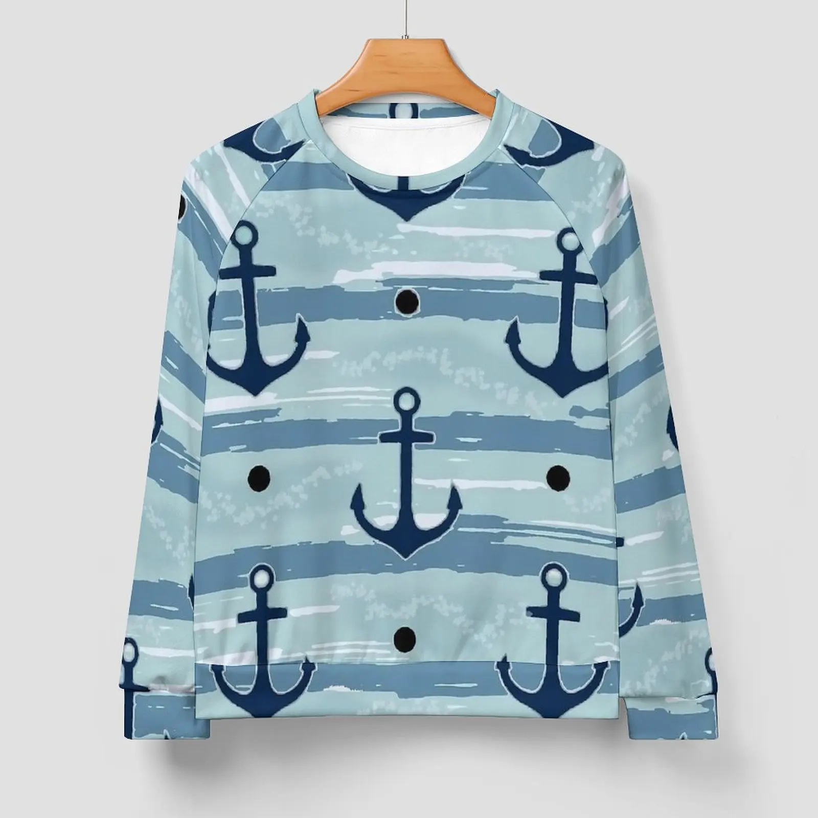 Nautical Anchor Streetwear Sweatshirts Winter  Vintage Hoodies Men Oversize Loose Graphic O Neck Hoodie