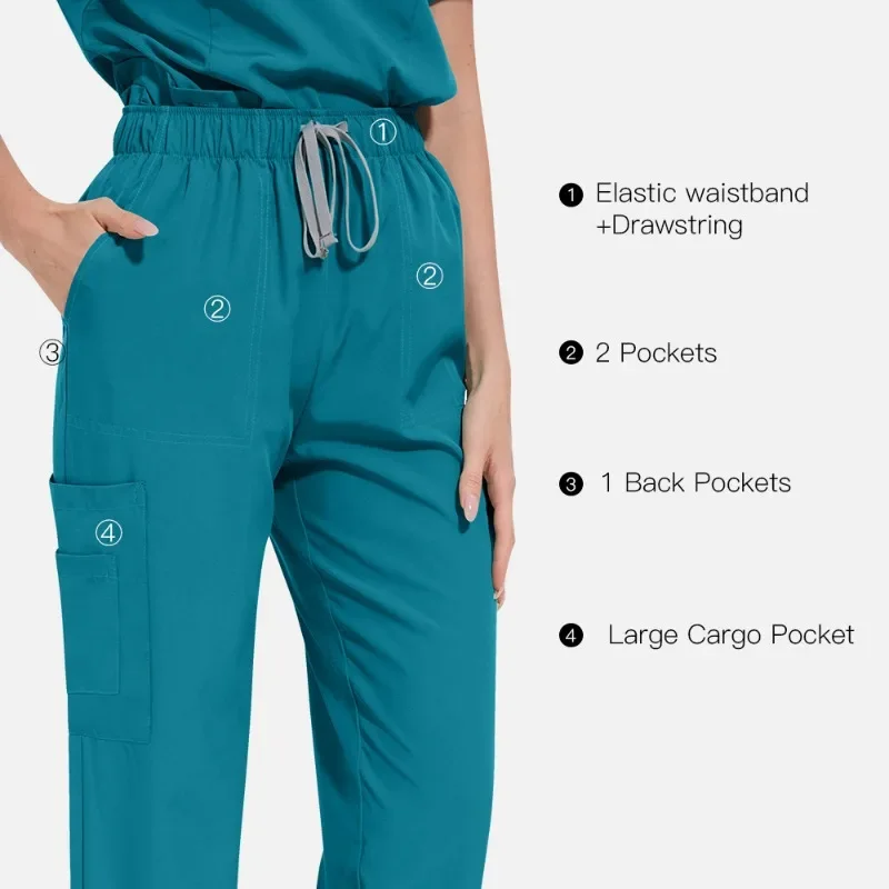 Feminino Enfermeiras Scrub Top and Joggers Set, Uniforme de Enfermeira, Alta Elasticidade, Suave, Multicolor, Clinica, Beleza, Salão, Spa