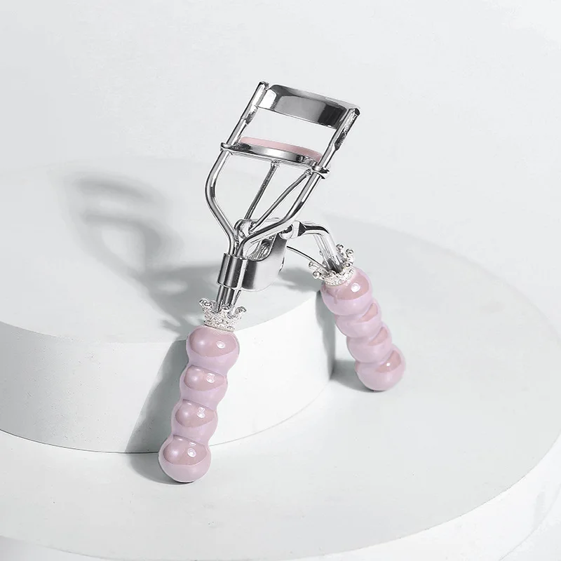 Luxury Crown Bead Handle Eyelash Curler Carbon Steel Long-Lasting Lash Curling Tool Makeup Tools & Accessories