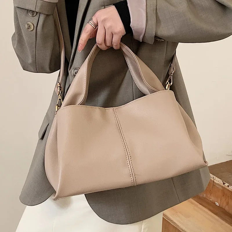 Women handbag 2024 new Brand Trendy Lady Shoulder bags Luxury Totes Soft PU Leather Crossbody Bags bolsas Casual big totes beige