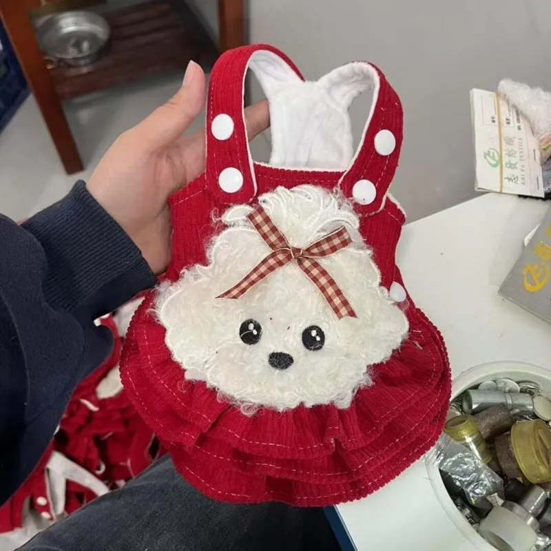 

Pet Red Dress Winter Christmas Dress Teddy Warm Cat New Year/Winter Tank Top Dog Dresses for Small Dogs Puppy Clothes