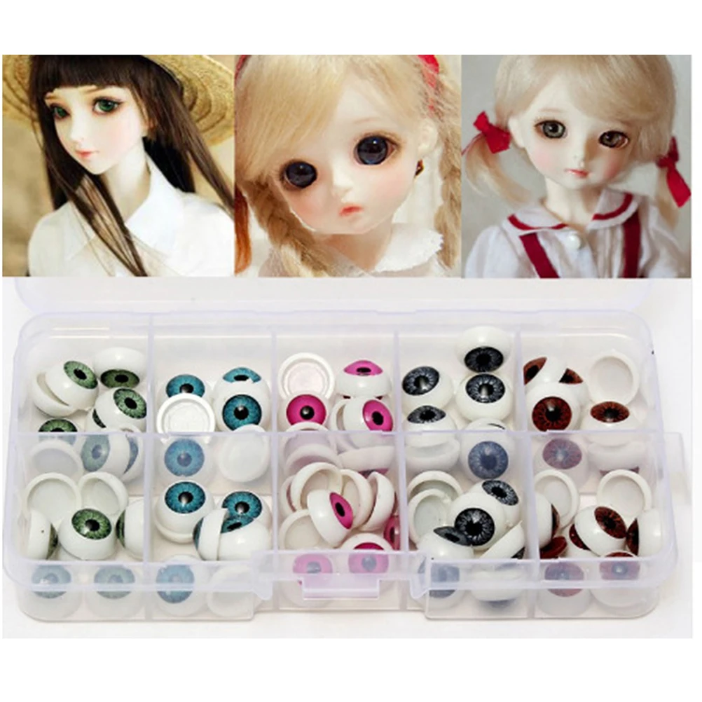 100Pcs DIY Crafts Eyes Accessories 1.2x1.2cm Lifelike Plastic Eyeballs for Art Projects Festival Home Decorations Mixed Color