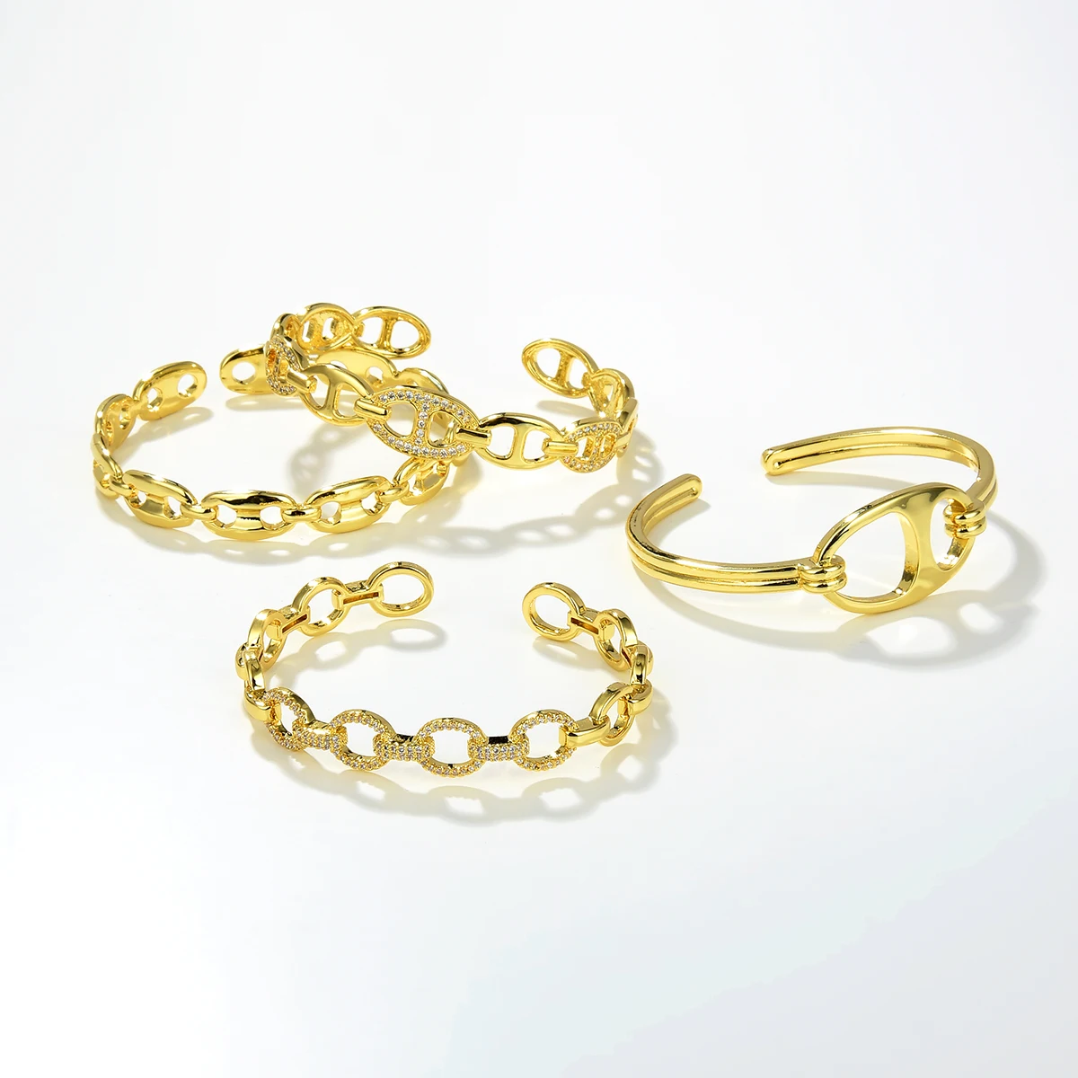 

3 шт., готические браслеты-манжеты золотого цвета для женщин и девочек, минималистичные браслеты-цепочки с геометрическим звеном, браслет, ювелирные изделия в стиле панк
