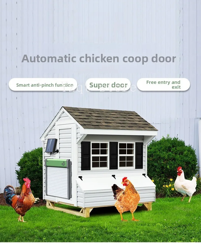 

Cross-border solar remote control automatic light-sensitive chicken coop door automatic rolling shutter pet household chicken