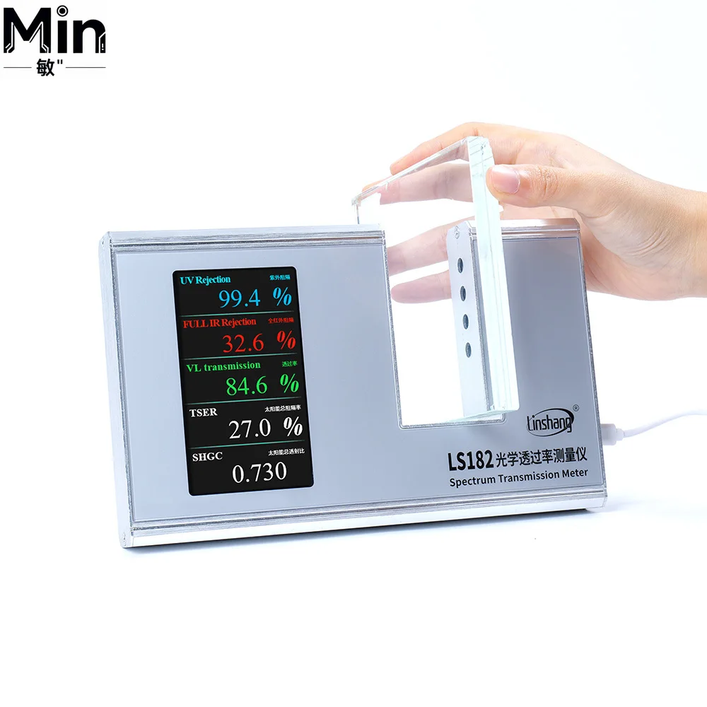 LS182 Portable UV IR Vlt Transmittance Meter SHGC TSER Window Tint Tester for Car Building Glass Film Transmission Test