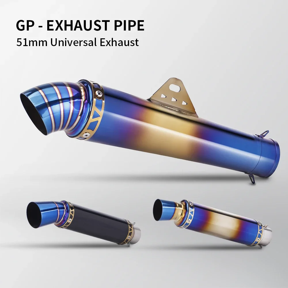 

Universal 51MM motorcycle exhaust pipe silencer exhaust pipe stainless steel GP Motorcycle Exhaust Muffler