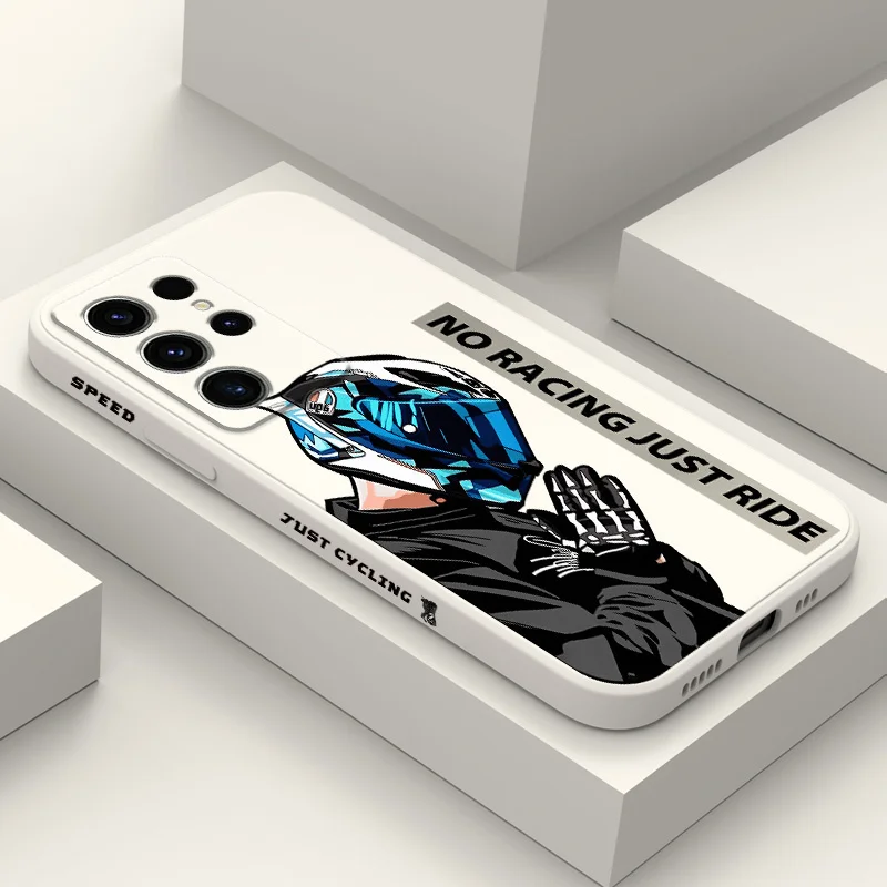 Motorcycle Boy Phone Case For Samsung Galaxy S25 S24 S23 S22 S21 S20 S10 S10E Ultra Plus FE Note 20 Ultra 10 Plus Cover