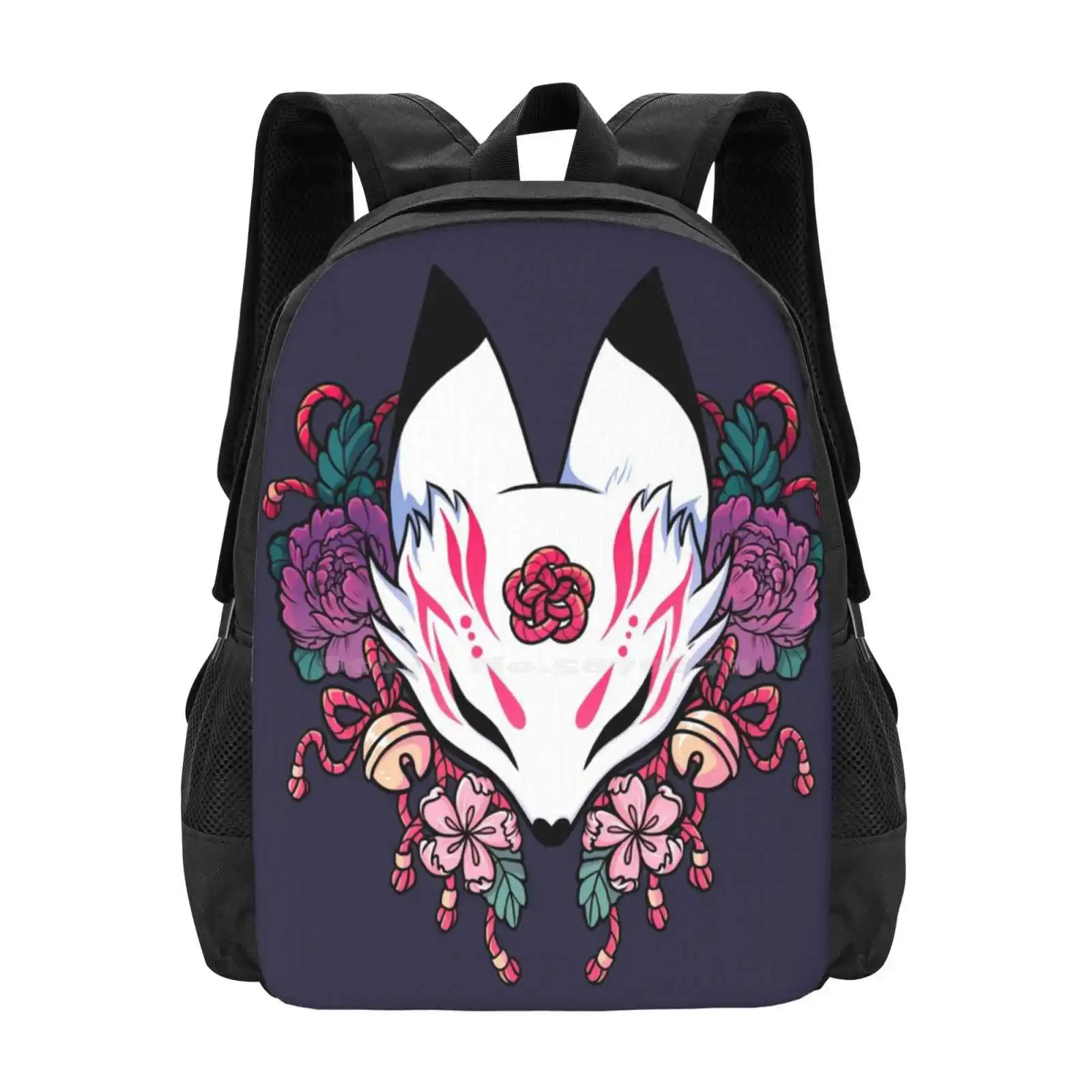 

Fox Spirit Pattern Design Laptop Travel School Bags Fox Ghost Yurei Japanese Asian Kabuki Traditionally