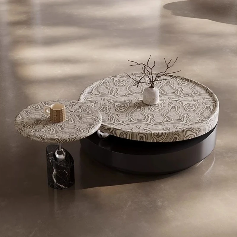 

A light luxury size round coffee table combination Nordic style modern household coffee table