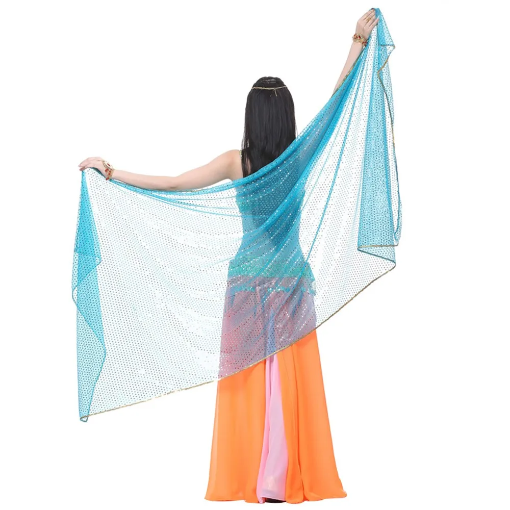 

Fashion Sequins Belly Dance Veils Long Light Latin Belly Dance Shawls Women Scarf Chiffon Dancing Scarf Show Costumes
